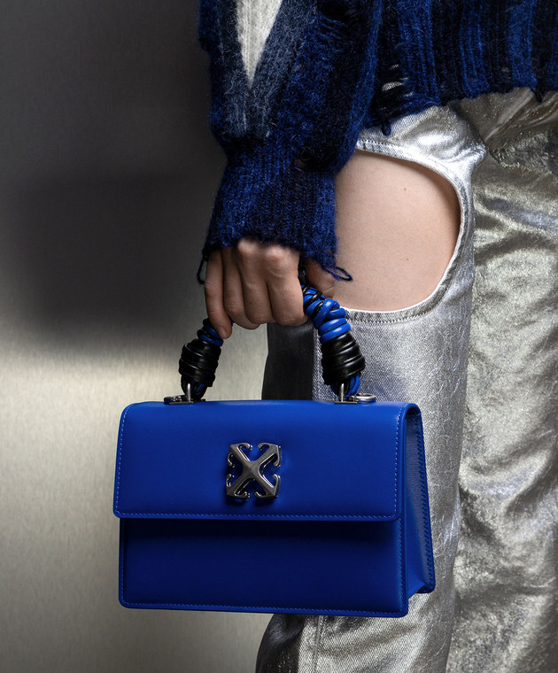 Jitney Leather Shoulder Bag in Blue - Off White