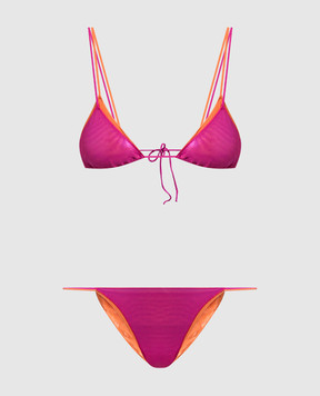 Oseree Купальник цвета фуксии NS22 Lame Double Bikini с блестящим эффектом MTF224LAMINATEDMESH