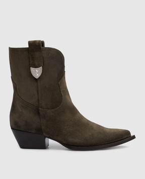 Babe Pay Pls Paris khaki suede boots with metallic details PARISVELOUR