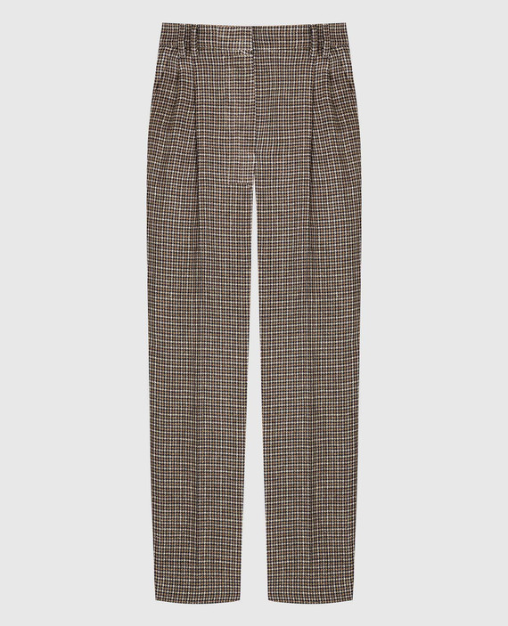 Linen pants in a houndstooth pattern with lurex