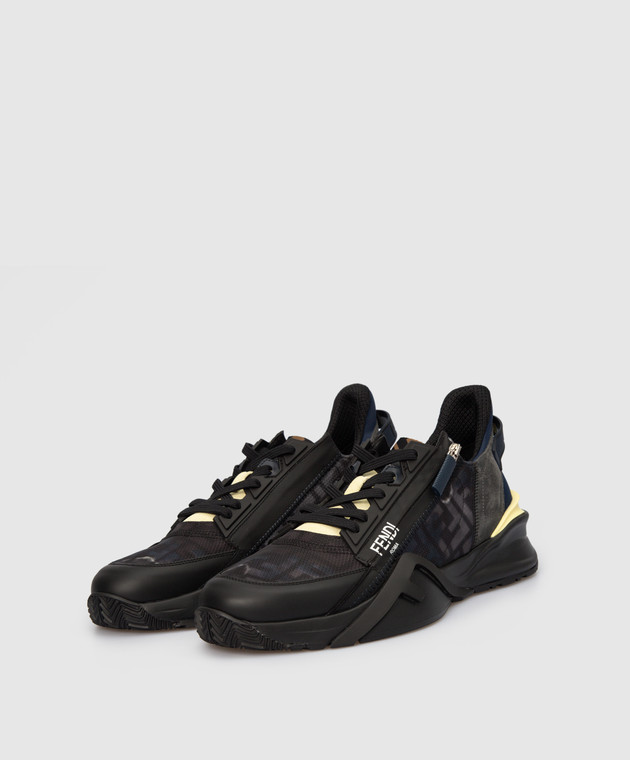 Fendi Black low top sneakers with elastic lacing 7E1519AHIJ image 2