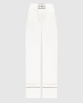 Off-White Белые брюки с брендированной нашивкой OWCA178S23FAB001