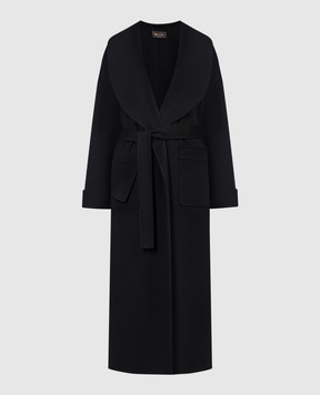 Loro Piana Чорне пальто з кашеміру з фігурним коміром FAN2354