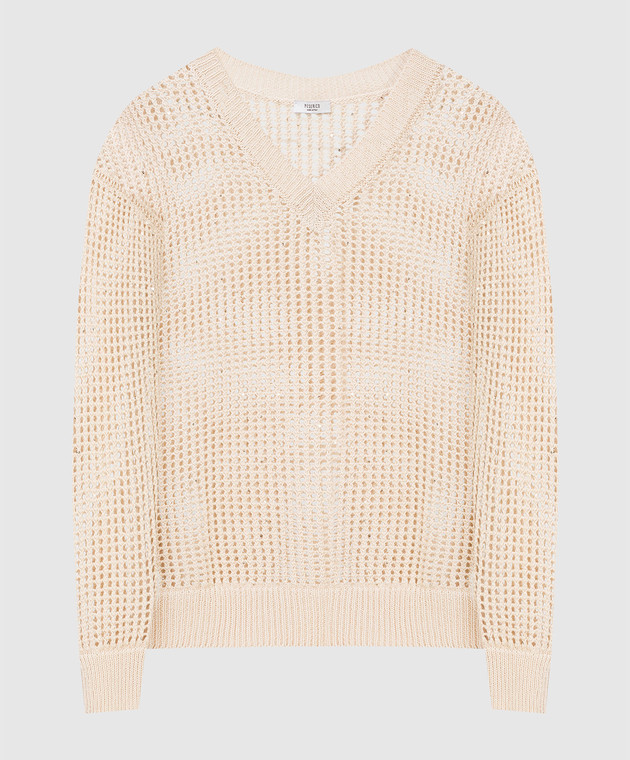 Peserico Світло-бежевий ажурний пуловер у паєтках S99521F059143A