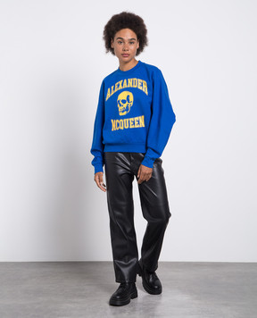 Alexander McQueen Синій світшот з принтом логотипа 752345QZAJ5