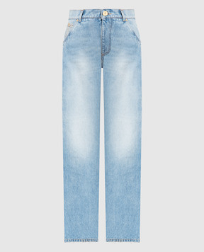 Balmain Блакитні джинси з ефектом потертості AF1ML045DC99