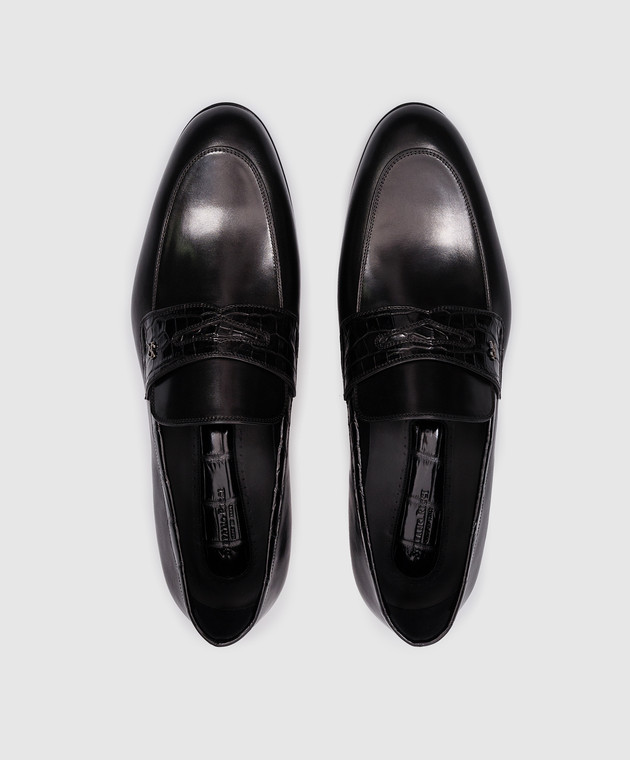 Stefano Ricci Black leather loafers with logo monogram UN71G2142VSCM image 4