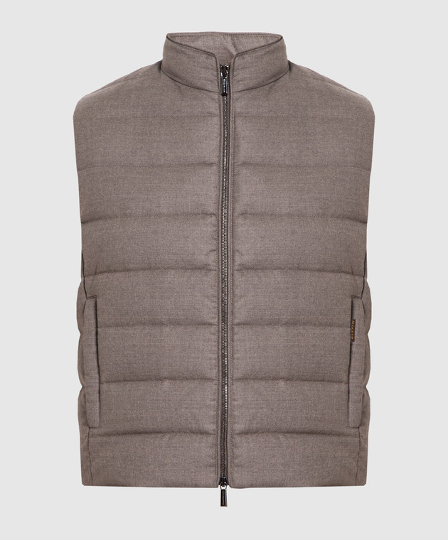 MooRER Beige down vest made of wool and cashmere OLIVERL