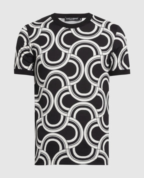 Dolce&Gabbana Чорна футболка в контрастний принт G8HI7TG7SJZ