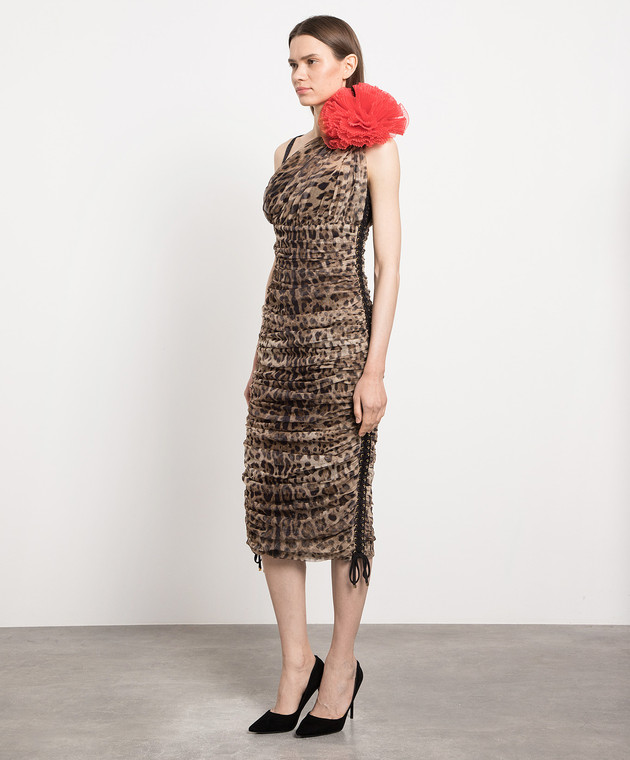 Dolce&Gabbana Brown leopard print midi dress F6D9YTFSEGZ image 3