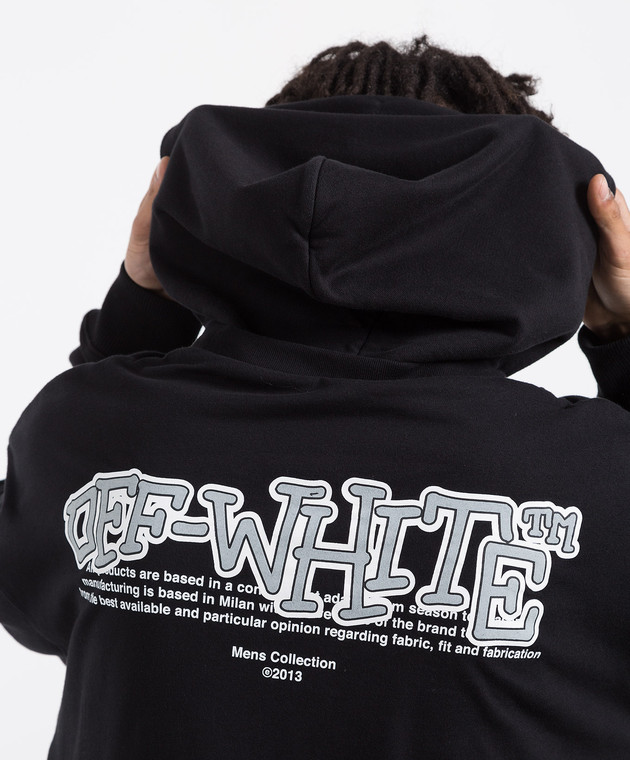 Off-White Черное худи с принтом логотипа OMBB098F22FLE002 изображение 5