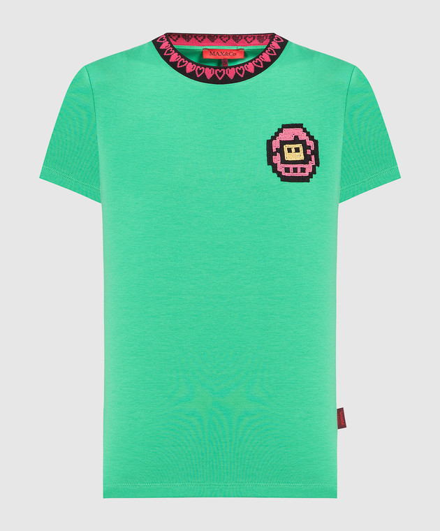 Max & Co Green TAMABEAD t-shirt with Tamagotchi patch TAMABEAD