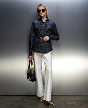 Balmain Синя джинсова сорочка з ефектом потертості BF0HC060DD63