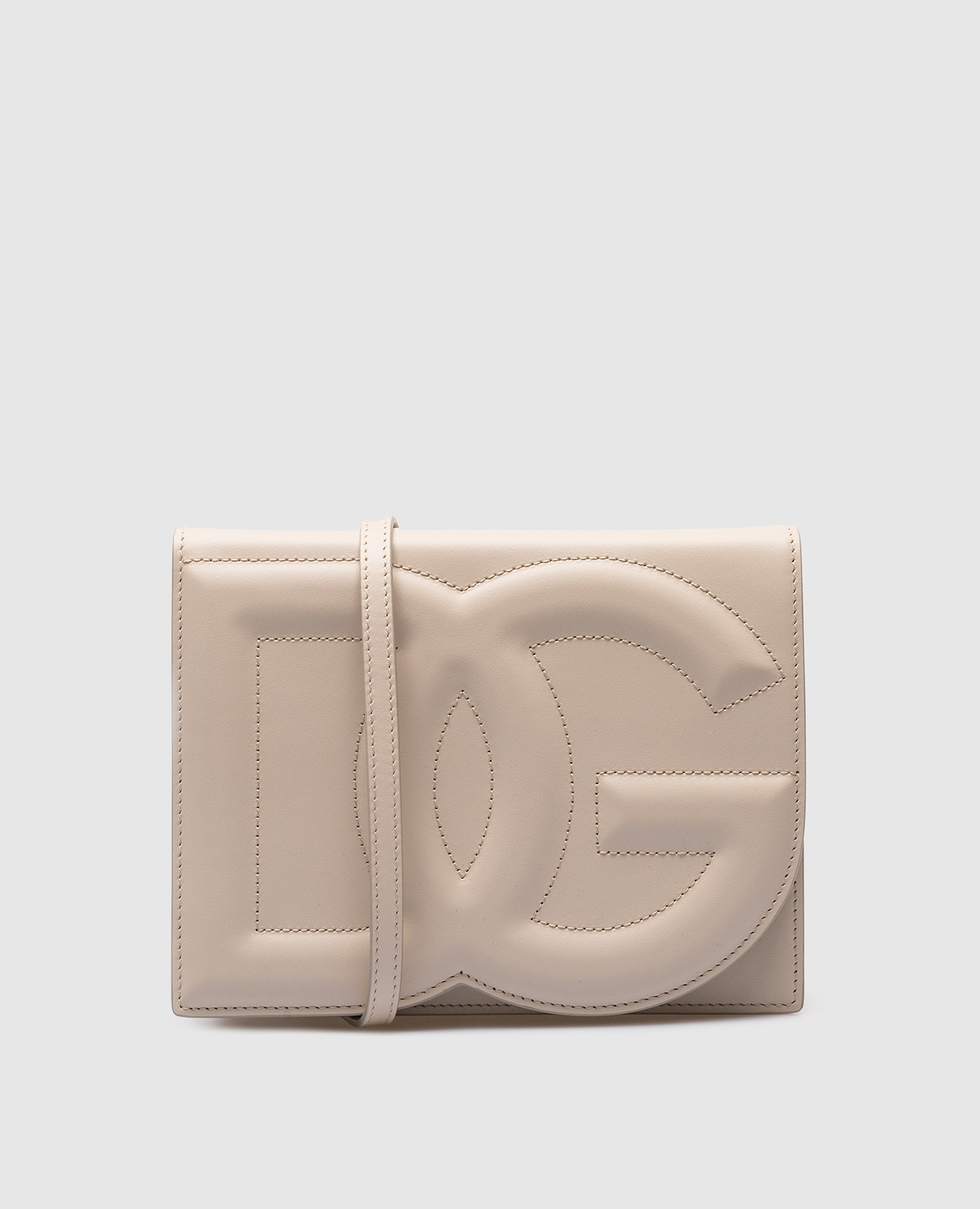 DG Logo beige leather crossbody bag