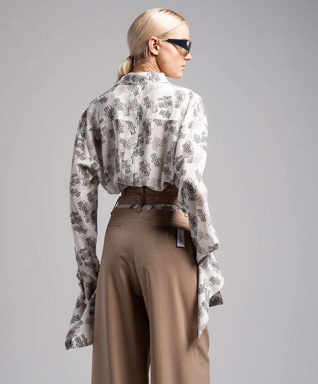 Rokh Белая блуза из шелка в брендированном принте R0CA287JP изображение 4