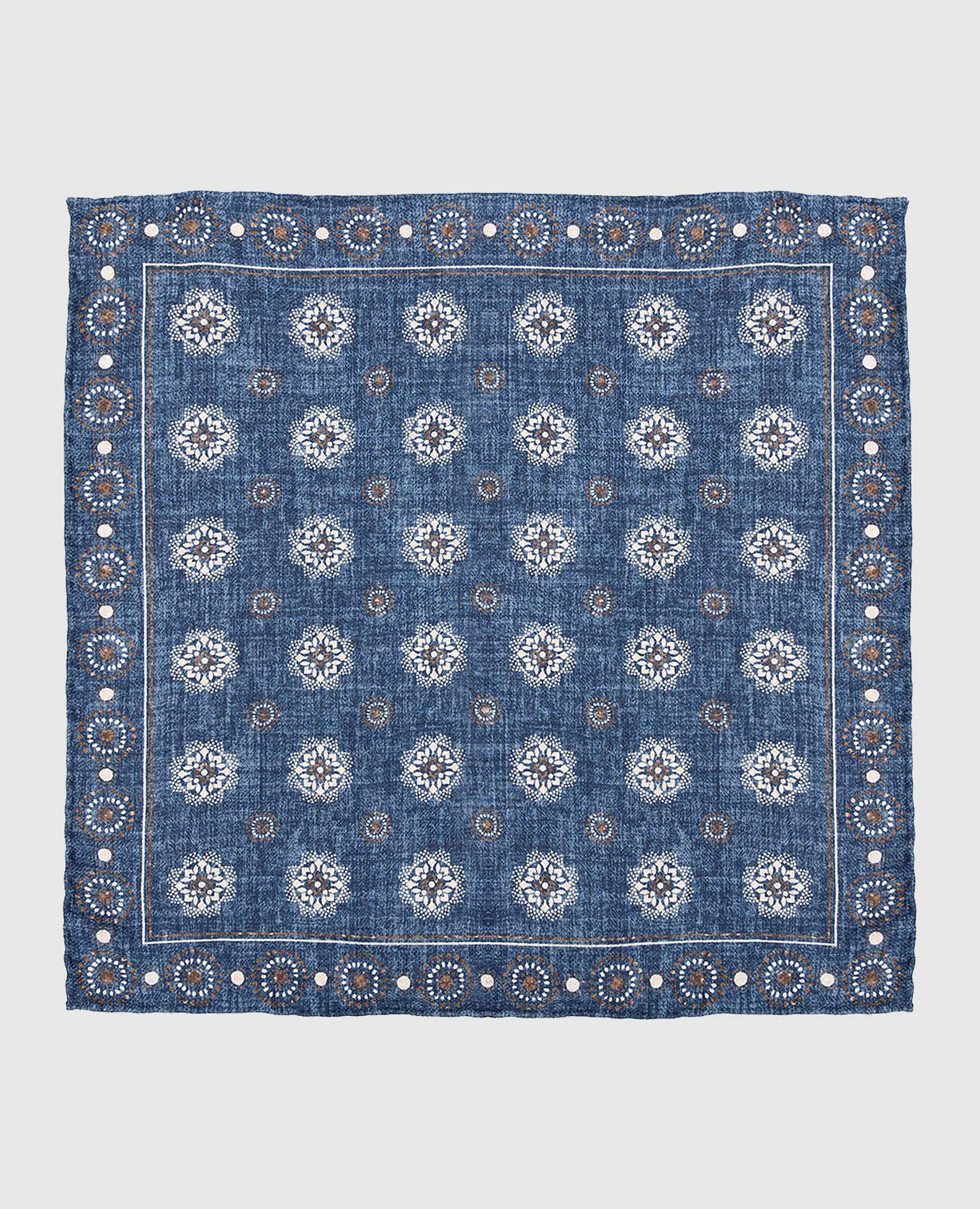 

Синий платок-паше из шелка в принт, Платки