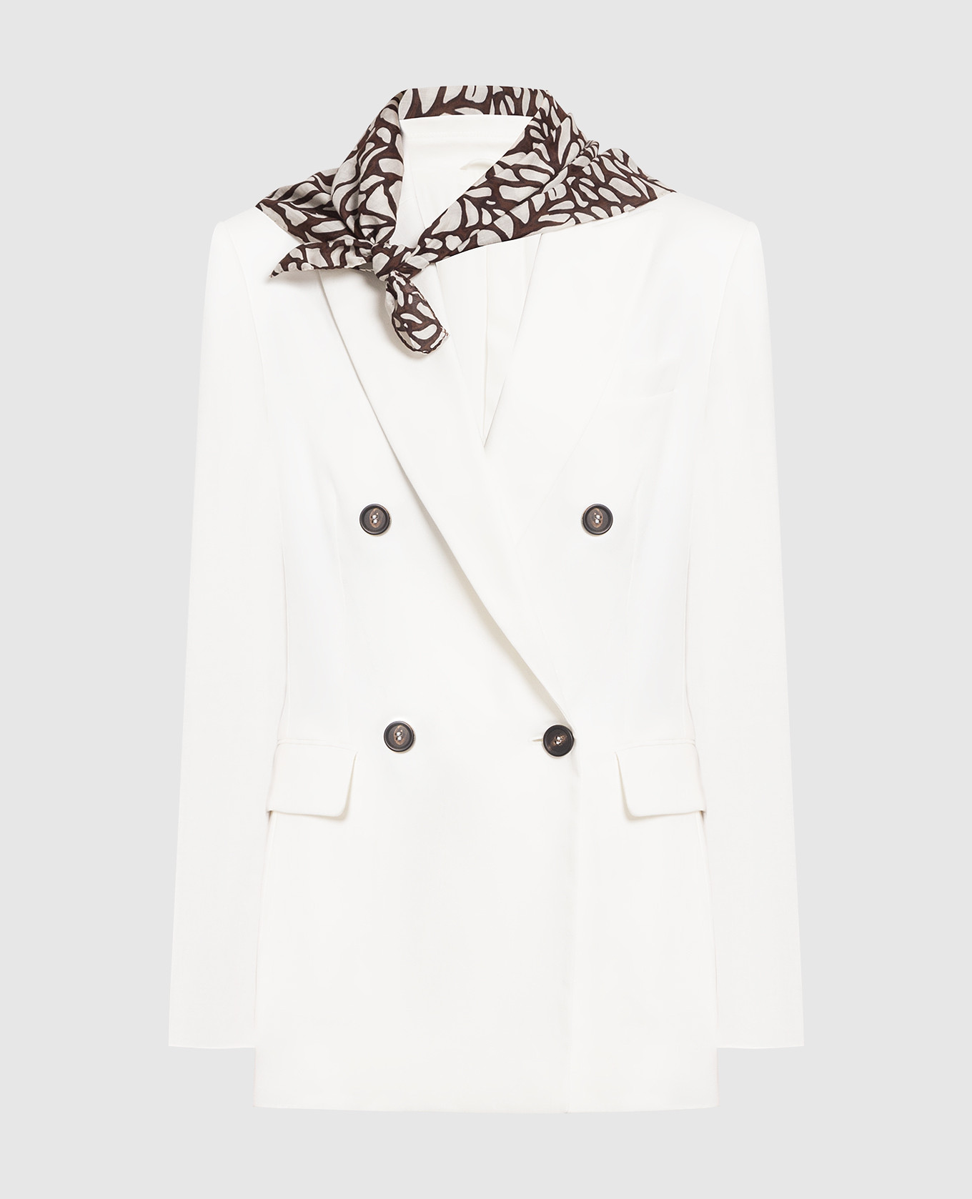 

Белый двубортный жакет с платком., Жакеты