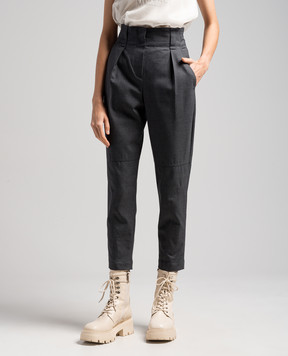 Brunello Cucinelli Сірі штани з високою посадкою MA190P7421