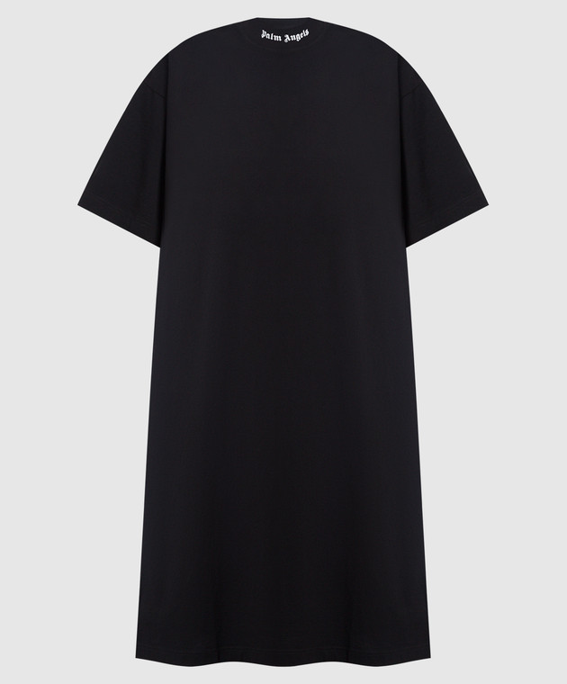 Palm Angels Чорна сукня з контрастним принтом логотипу PWDB105C99FAB001