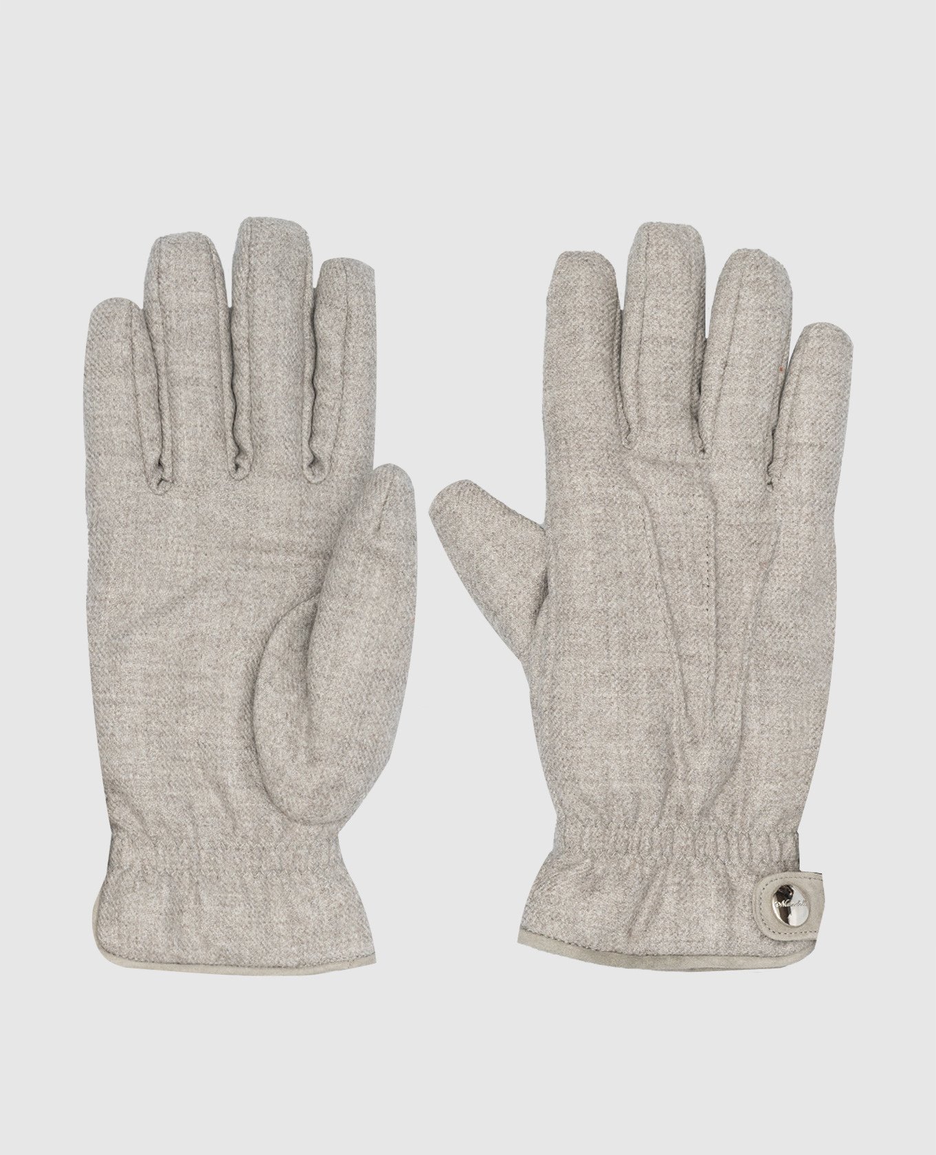 Gray wool and cashmere gloves