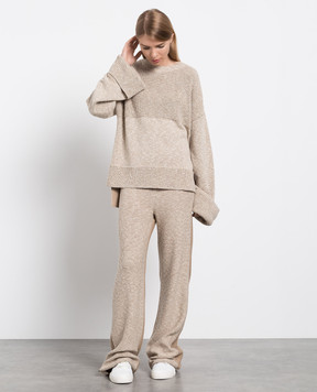 Off-White Бежеві штани з високою посадкою та текстурним логотипом OWHG012F22KNI001