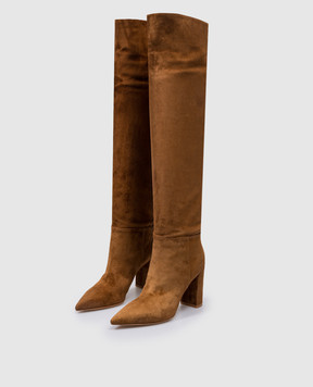 Gianvito Rossi Коричневые замшевые ботфорты Piper Boot 85 G8022185RIC
