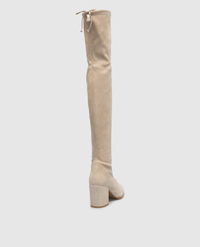 Stuart Weitzman Бежевые замшевые ботфорты Tieland S3355