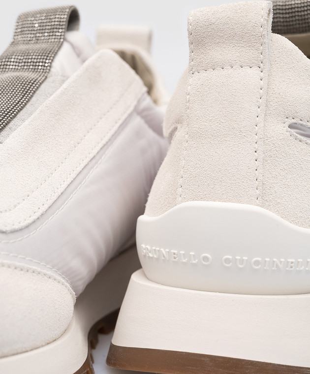 Brunello Cucinelli Серые комбинированные кроссовки с цепочкой мониль MZSFG2127 изображение 5