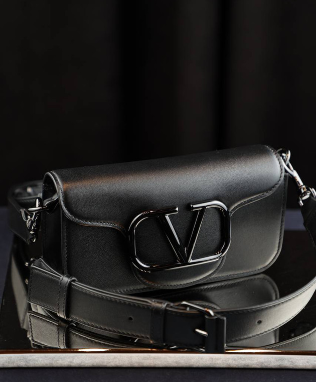 Valentino Черная кожаная сумка через плечо с металлическим логотипом Vlogo Signature 3Y2B0B63VTQ изображение 7
