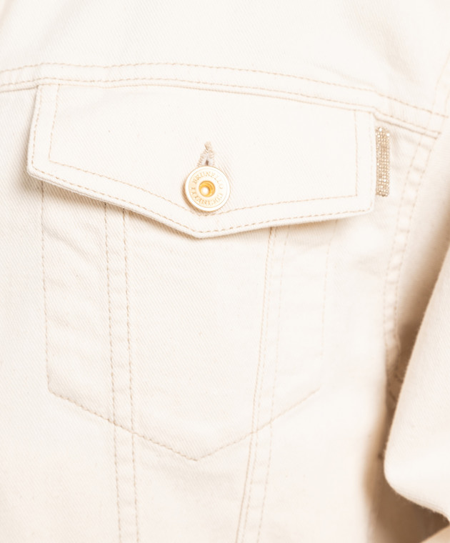 Brunello Cucinelli Бежева джинсова куртка з ланцюжком моніль MB0572989 зображення 5