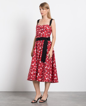 Carolina Herrera Червоний сарафан у квітковий принт R2211N508RCT