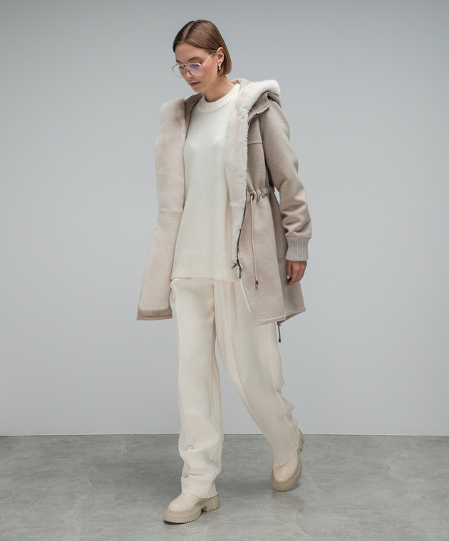 Fabio Gavazzi Set of cashmere coat and vest with mink fur C1127PIVR image 2