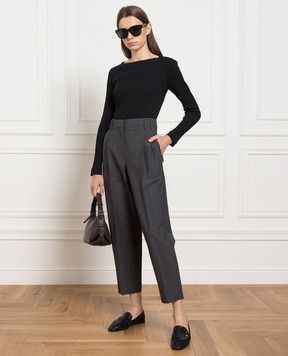 Brunello Cucinelli Серые брюки с шерстью с цепочкой мониль M0W07P8308