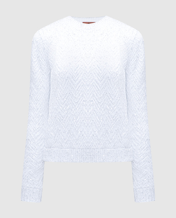 White jumper in a pattern with sequins