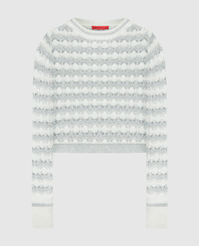 Max & Co Белый ажурный свитер ECCELSO с шерстью с люрексом ECCELSO