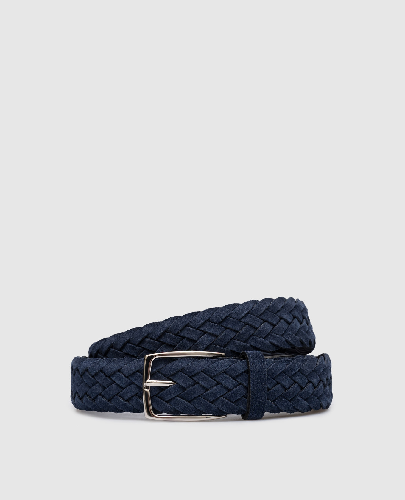Blue suede braided belt