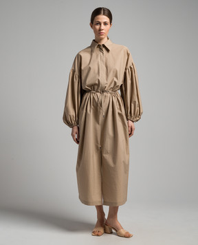 Brunello Cucinelli Бежевое платье миди с цепочкой мониль M0F79A5174