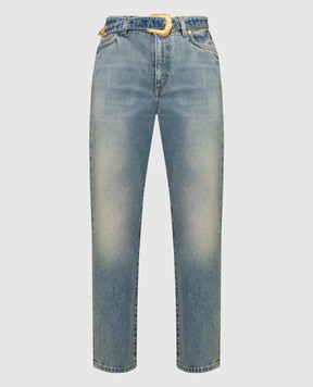 Balmain Блакитні джинси з ефектом потертості з вишивкою логотипа CF1MI026DE04