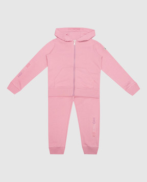 Moncler ENFANT Розовый спортивный костюм с фактурным логотипом 8M00024809AG1214