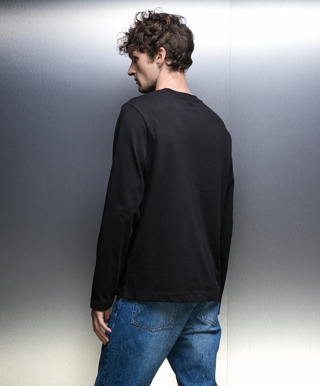 Ami Paris Черный лонгслив с вышивкой логотипа UTS205726 изображение 4