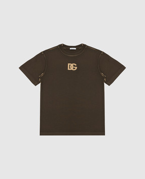 Dolce&Gabbana Детская коричневая футболка с принтом логотипа L4JTBLG7J4O812+