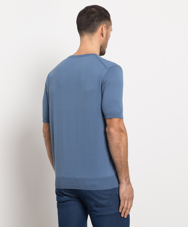 Stefano Ricci Blue t-shirt with logo embroidery K313030G10F23145 изображение 4