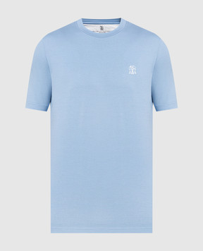 Brunello Cucinelli Блакитна футболка з принтом логотипу M0T618440