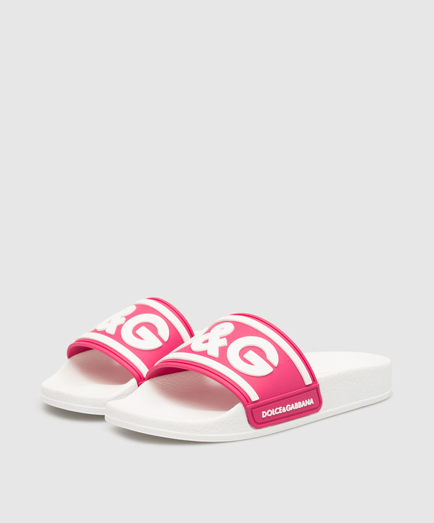 Dolce&Gabbana Baby pink flip flops with logo DD0320AQ8582836 image 2