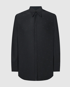 Dolce&Gabbana Чорна сорочка із шовку з монограмою логотипа G5JL8TFJ1FK