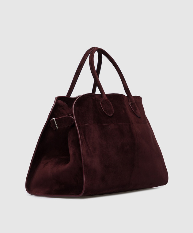 The Row Бордовая сумка-боулер Margaux 15 из замши W1255L25 изображение 3