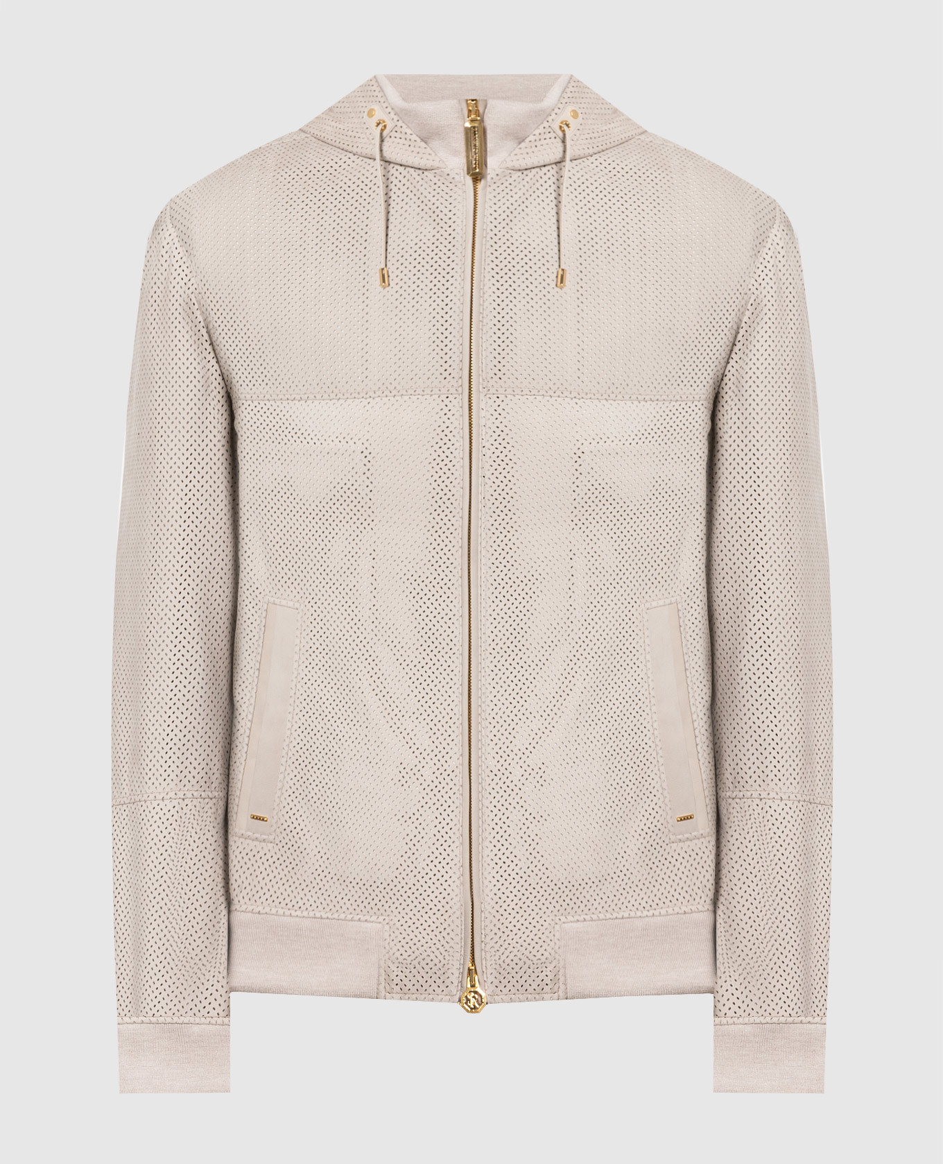 Stefano Ricci - Beige leather jacket with perforation