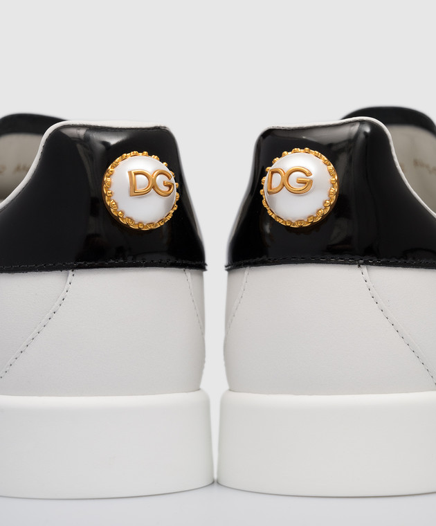 Dolce&Gabbana Portofino white leather sneakers with metallic logo CK1602AH506 изображение 5