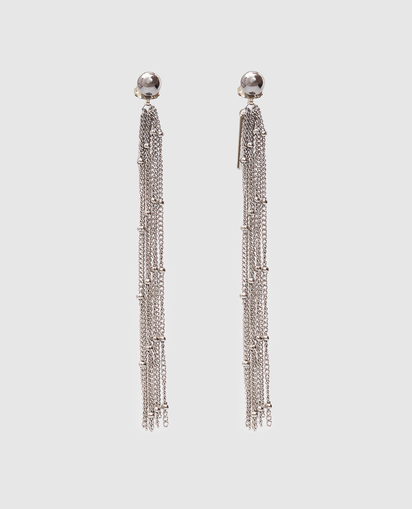 

Серьги из цепочек с бусинами, Серебристый, Серьги
