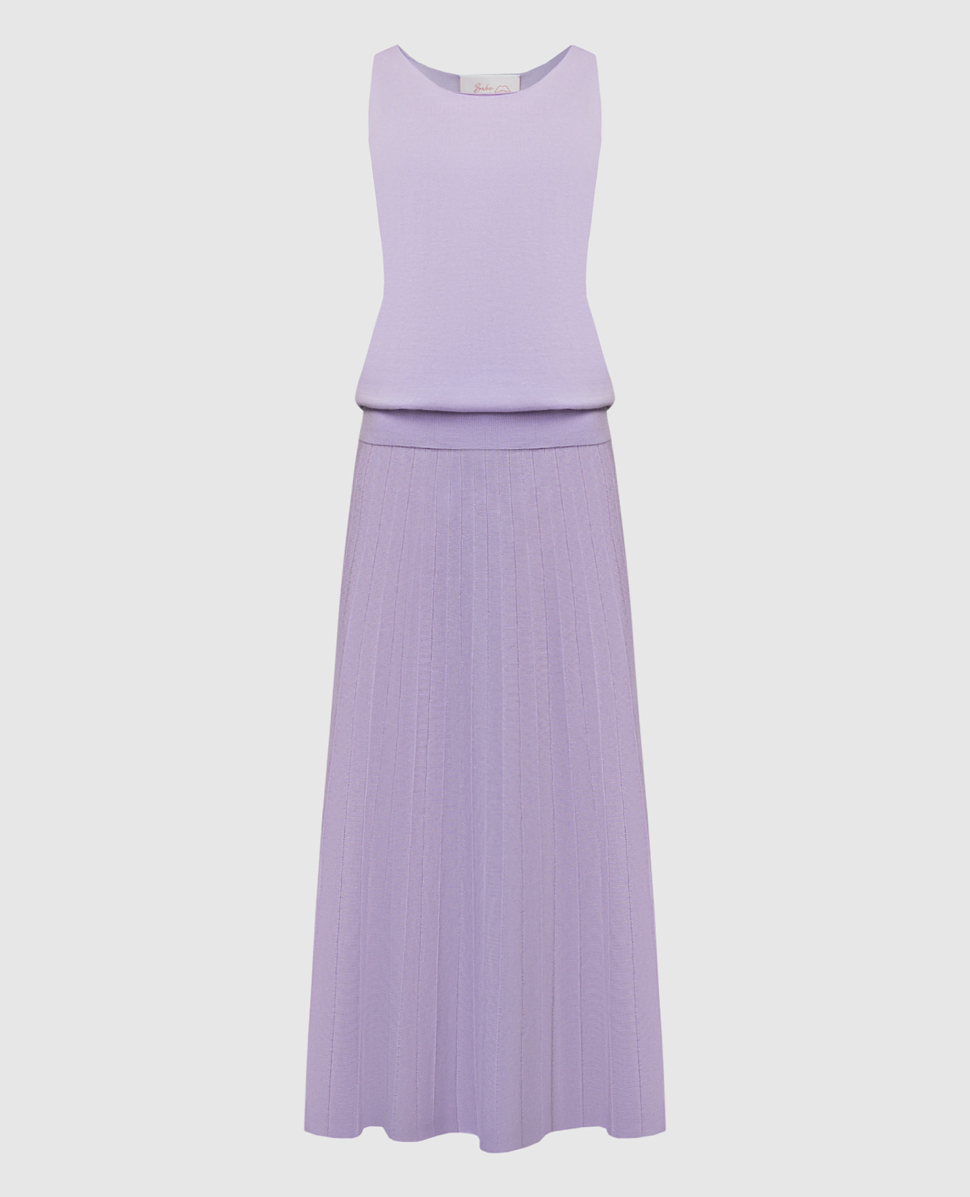 Purple wool pleated top and skirt suit